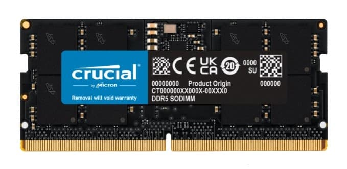 Crucial 16GB DDR5-4800 SODIMM CL40 CT16G48C40S5